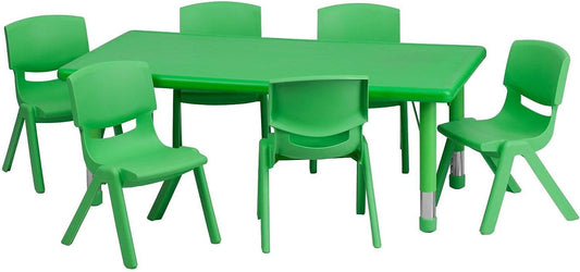 Flash Furniture Rectangular Activity Table Set, 24"W x 48"D x 14.50" - 23.75"H, Green