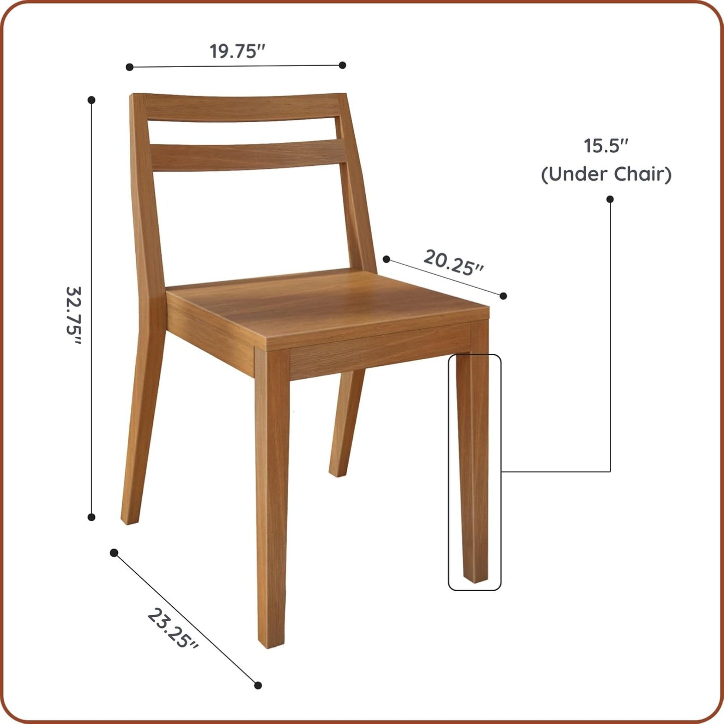 Grain & Grove Davie Dining Room Chairs Set of 4, Solid Wood Modern Kitchen Chair for Living Room, Kitchen, Pecan