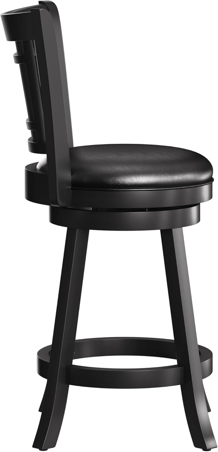 Hillsdale Fairfox Swivel Stool with Rectangular Lattice Back, Counter Height, Black