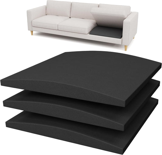 Couch Cushion Support for Sagging Seat, High-Density Curved Foam Sofa Furniture seat Couch Cushions Support Repair, 20"x20" Black Set of 3