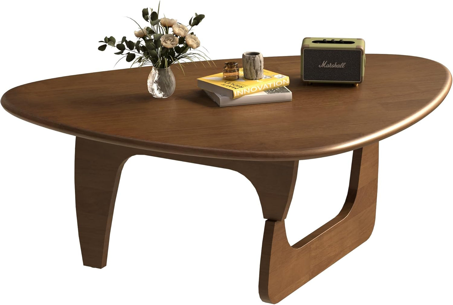 Mid Century Modern Coffee Table, Solid Wood Triangle Coffee Table for Living Room, Modern Tea Table for Home, 43.3x30.7x16.5