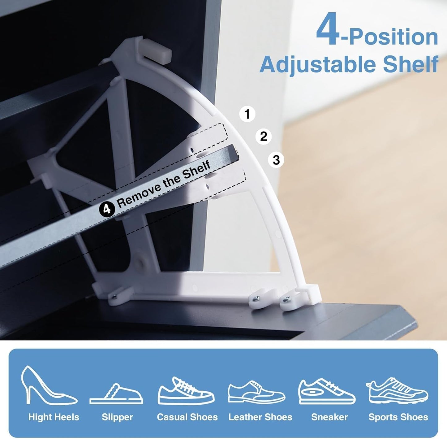 Shoe Storage Cabinet,Farmhouse Shoe Organizer with 2 Flip Drawers & Barn Door Design,Freestanding Hidden Slim Narrow Shoe Rack Cabinet for Entryway,Foyer,Hallway,Blue