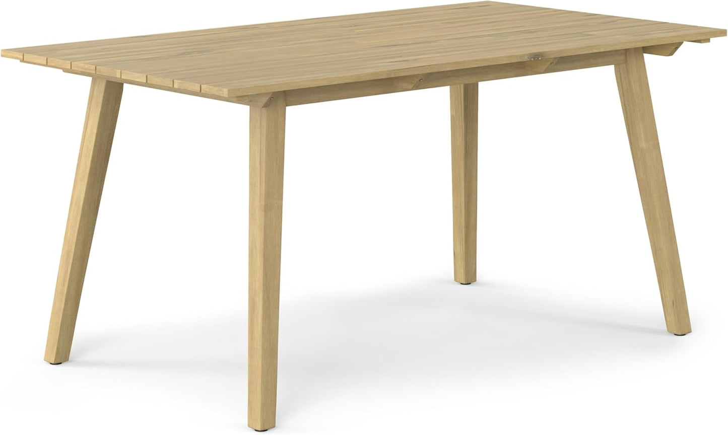 SIMPLIHOME Kona SOLID ACACIA WOOD 65 inch Wide Rectangle Contemporary Outdoor Dining Table in Light Teak for the Dining Room