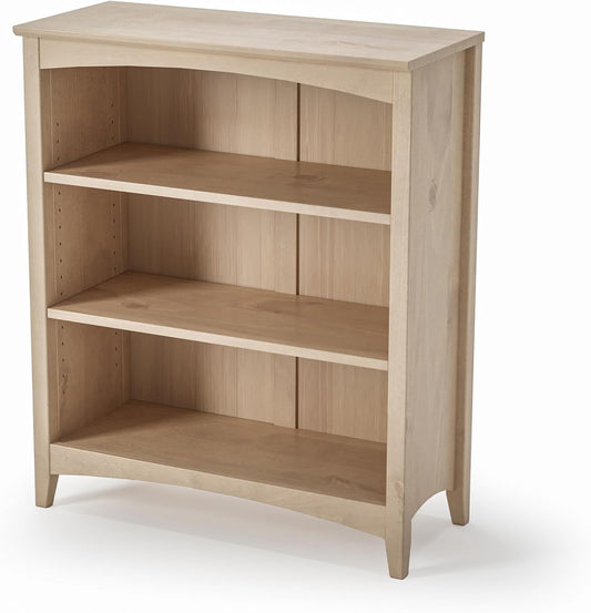 Camaflexi Shaker Style 3 Shelf Bookcase/Solid Wood / 36" High/Adjustable Shelving/Closed Back/Display Bookshelf for Living Room, Bedroom, Home and Office, Light Oak