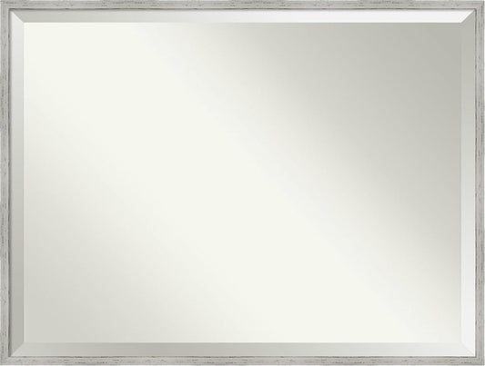 Amanti Art White Bathroom Mirror for Over Sink, 31x41 Shiplap White Narrow Rectangle Vanity Mirror, X-Large Cottage Wood Frame, Hangs Horizonally and Vertically, Bathroom Wall Decor, Beveled Edge