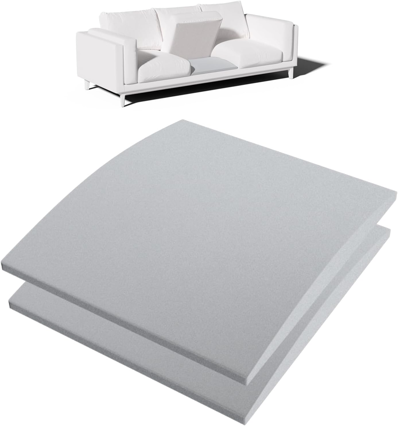 Couch Cushion Support for Sagging Seat – 2 Pack 20x20x2 Inch Sofa Cushion Board Saver & Replacement Insert for Saggy Couch or Chair, Quick No-Tool Install with 40D Memory Foam