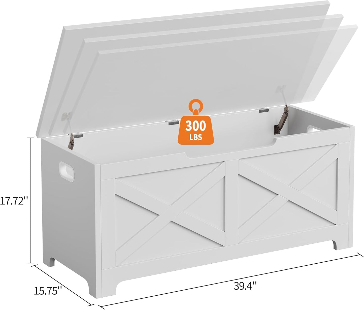 GarveeHome 39.4" Storage Chest, Wooden Storage Bench with Safety Hinges, Easy Assembly, Large Toy Chest for Entryway, Living Room, Bedroom