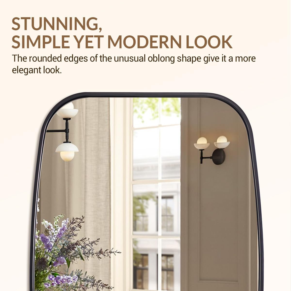 ANDY STAR Black Oval Mirrors for Bathroom, 24x36 Inch Oblong Bathroom Mirrors for Over Sink, Modern Metal Vanity Mirror, Non-Rusting SUS304 Metal Tube Frame Rounded Rectangle Mirror