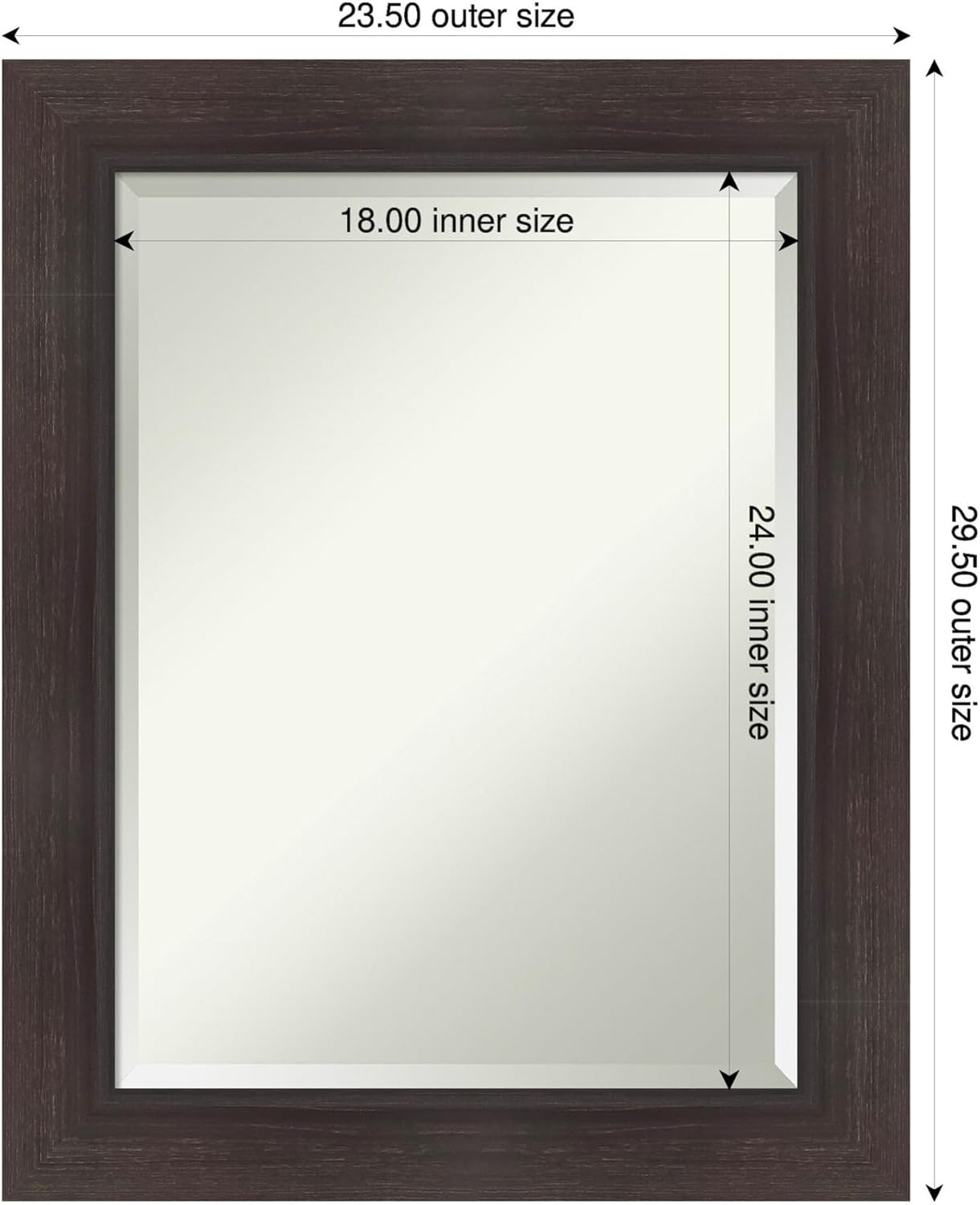 Amanti Art Brown Wall Mirror 30x24 Sloped Espresso Rectangle Bathroom Mirror for Wall Decor Living Room, Medium Modern Frame, Hangs Horizonally and Vertically, Bathroom Decor, Beveled Edge