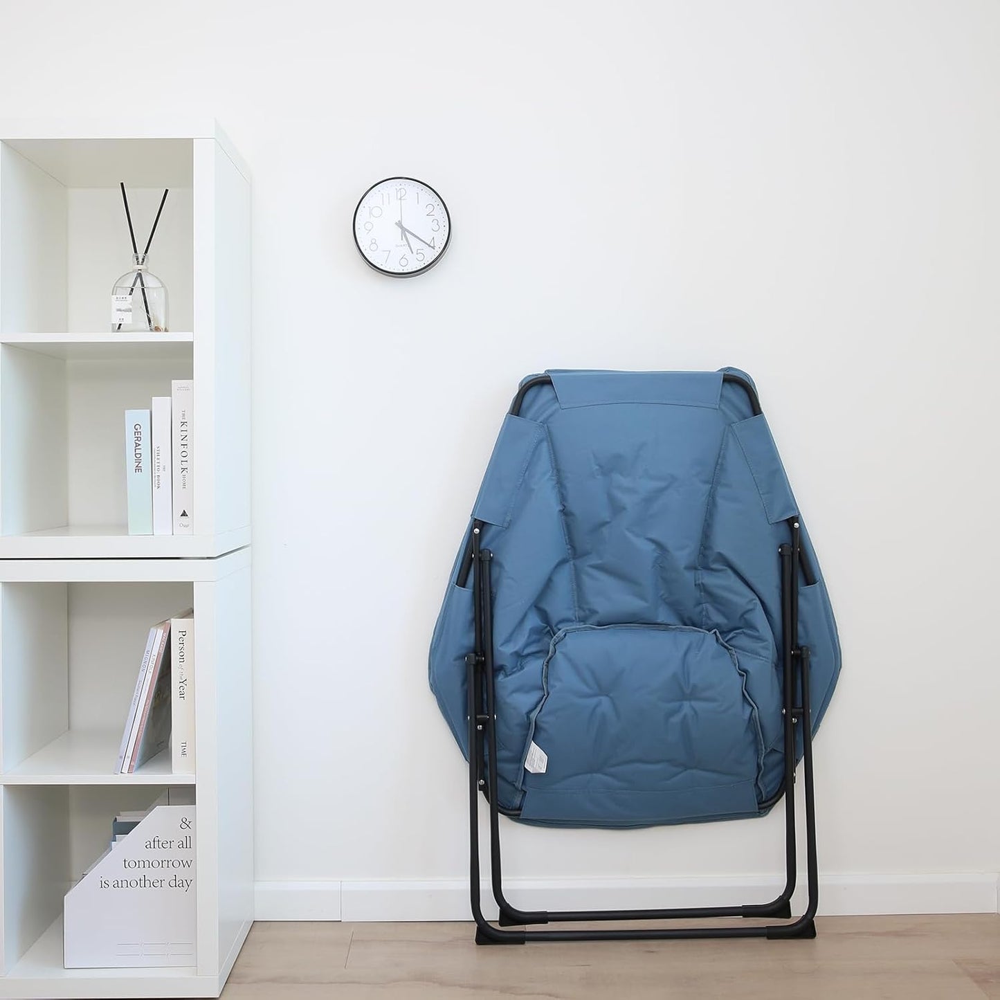 Hexagon Foldable Living Room Chair, Saucer Chair for Adults, Comfy Bedroom Lounge Chair, Moon Chair, Lazy Folding Chair for Dorm Rooms(Chair-Blue)