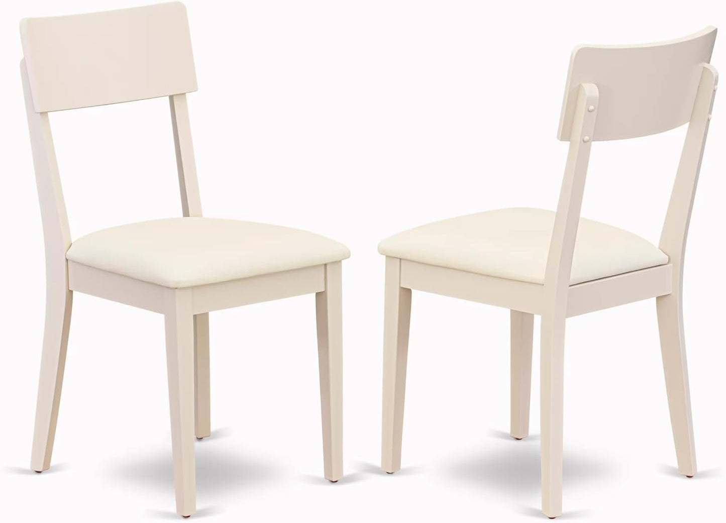 East West Furniture DLAD5-LWH-LC 5 Piece Modern Dining Table Set Includes a Round Wooden Table with Dropleaf and 4 Faux Leather Dining Room Chairs, 42x42 Inch, Linen White