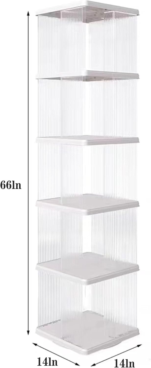 Rotating Bookshelf Tower, 360-Degree rotating bookshelves , Small-Space Corner Spinning Bookshelf , Revolving Bookcase Suitable for Bedrooms, Living Rooms, Studies and Offices (Rectangular，White）