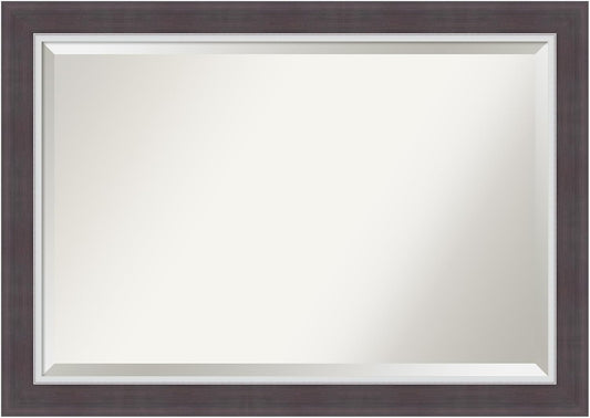 Amanti Art Brown Wall Mirror 30x42 Ellie Brown Silver Rectangle Bathroom Mirror for Wall Decor Living Room, Large Modern Frame, Hangs Horizonally and Vertically, Bathroom Decor, Beveled Edge