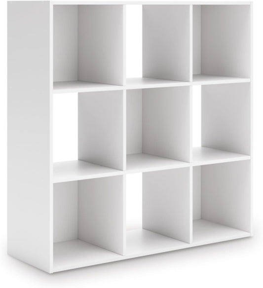 Signature Design by Ashley Onita Modern 3-Tier Floor Standing 9 Cube Organizer for Living Room, White