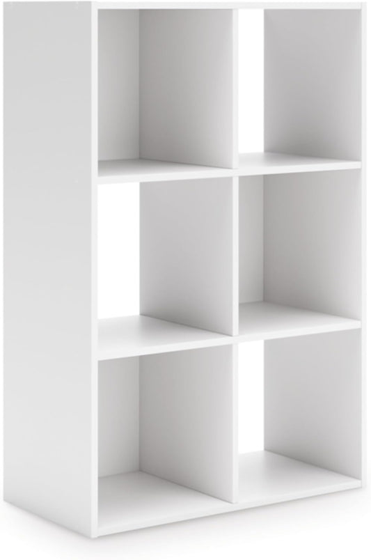 Signature Design by Ashley Onita Modern 3-Tier Floor Standing 6 Cube Organizer for Living Room, White