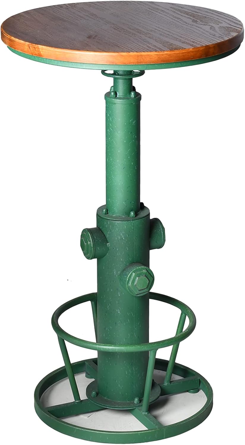 Topower Industrial Bar Table 38.58-48.43" Adjustable Pub Table Kitchen Dining Coffee Bistro Table Antique Green