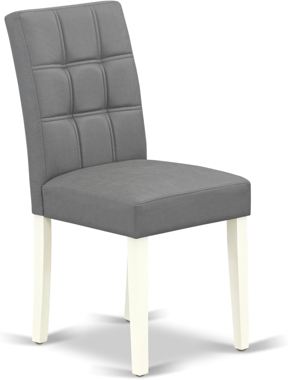 East West Furniture ANAS3-LWH-41 3 Piece Kitchen Table Set consists A Wooden Table and 2 Platinum Gray Polyester Fabric Person Chairs with Stylish Back- Linen White Finish