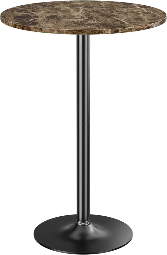 Shahoo Round Bar Table, Cocktail Tables with Metal Base & MDF Top, for Bistro Pub, Cafe, Faux Marble