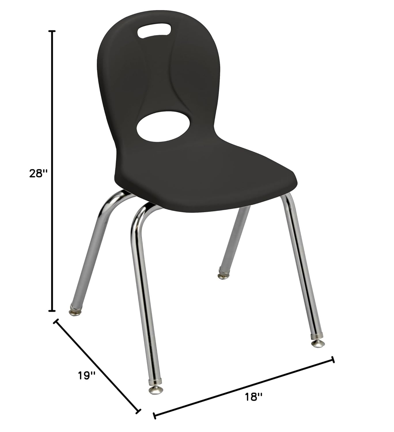 Learniture LNT-116-CSW-BK Learniture Structure Series Stackable School Chairs for Classroom, 16" Seat Height, Black, Pack of 4