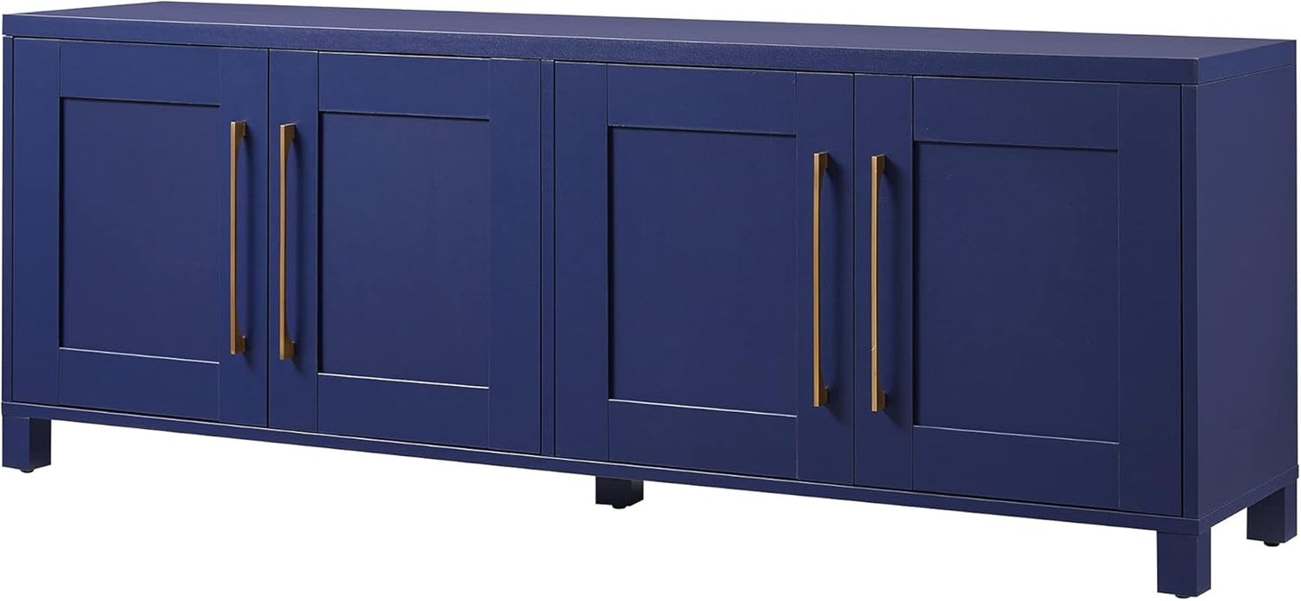 Henn&Hart Rectangular TV Stand for TV's up to 75" in Dark Blue, for Home, Living Room, Bedroom, Entertainment Room, Office