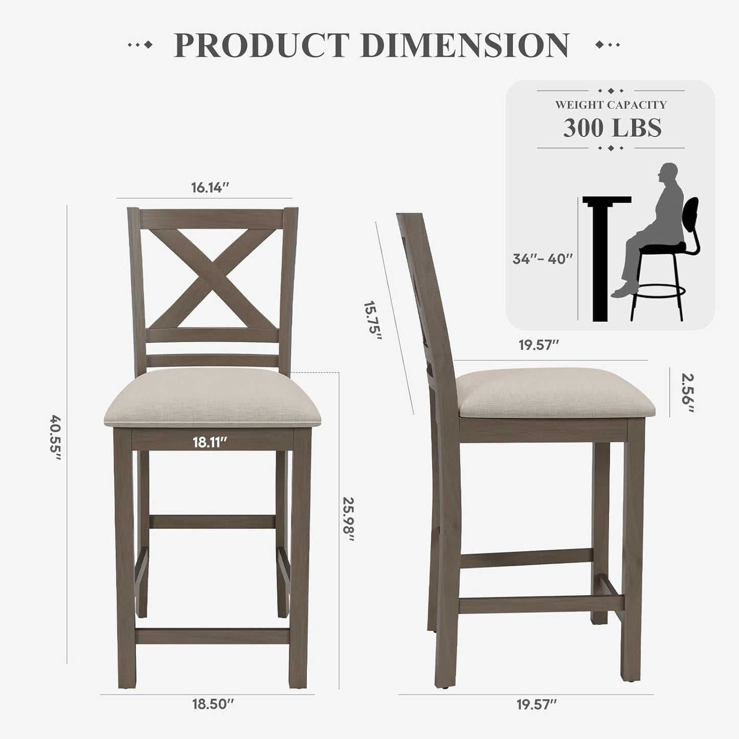 COLAMY Bar Stools Set of 6, Counter Height Bar Stools, Mid Century Modern Barstools, Wood Barstools for Kitchen Dining Room Bar, Light Brown Wash