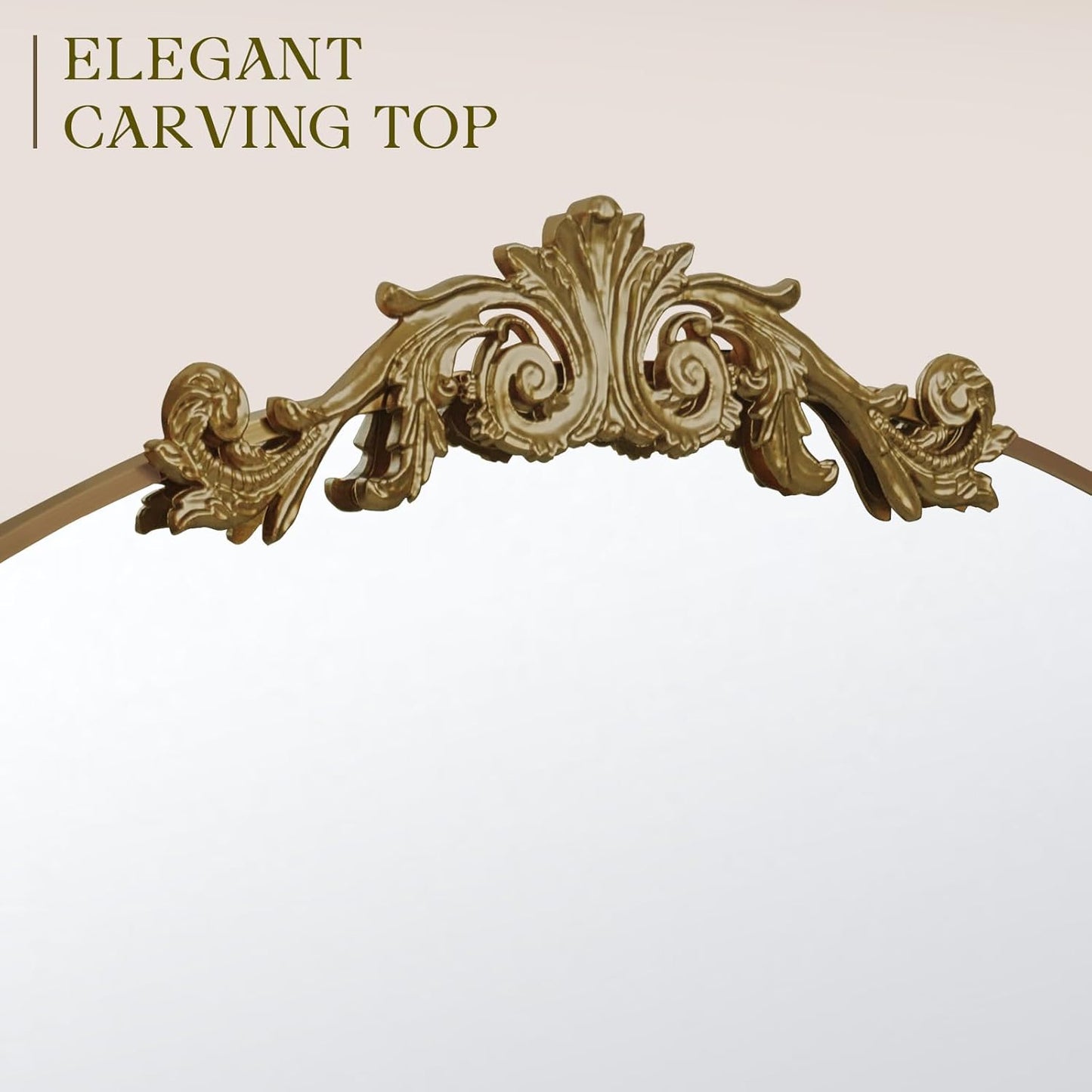 MISSDAY Vintage Retro Bronze Baroque Mirror for Wall, 36"X30" Arched Antique Wall Mirror with Elegant Carving Top, Full Metal Frame Wall-Mounted Mirror for Bathroom, Living Room, Fireplace, Entryway