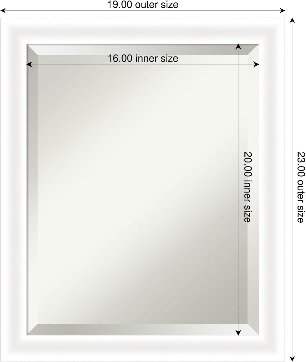 Amanti Art White Bathroom Mirror for Over Sink, 23x19 Oliver White Narrow Rectangle Vanity Mirror, Small Modern Wood Frame, Hangs Horizonally and Vertically, Bathroom Wall Decor, Beveled Edge