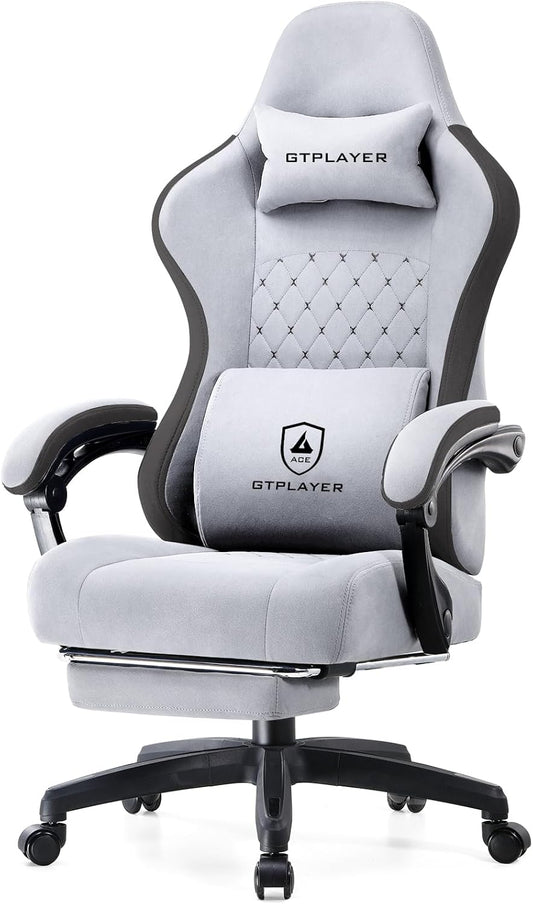 GTPLAYER Gaming Chair, Computer Office Chair with Pocket Spring Cushion, Linkage Armrests and Footrest, High Back Ergonomic Computer Chair with Lumbar Support Task Chair with Footrest