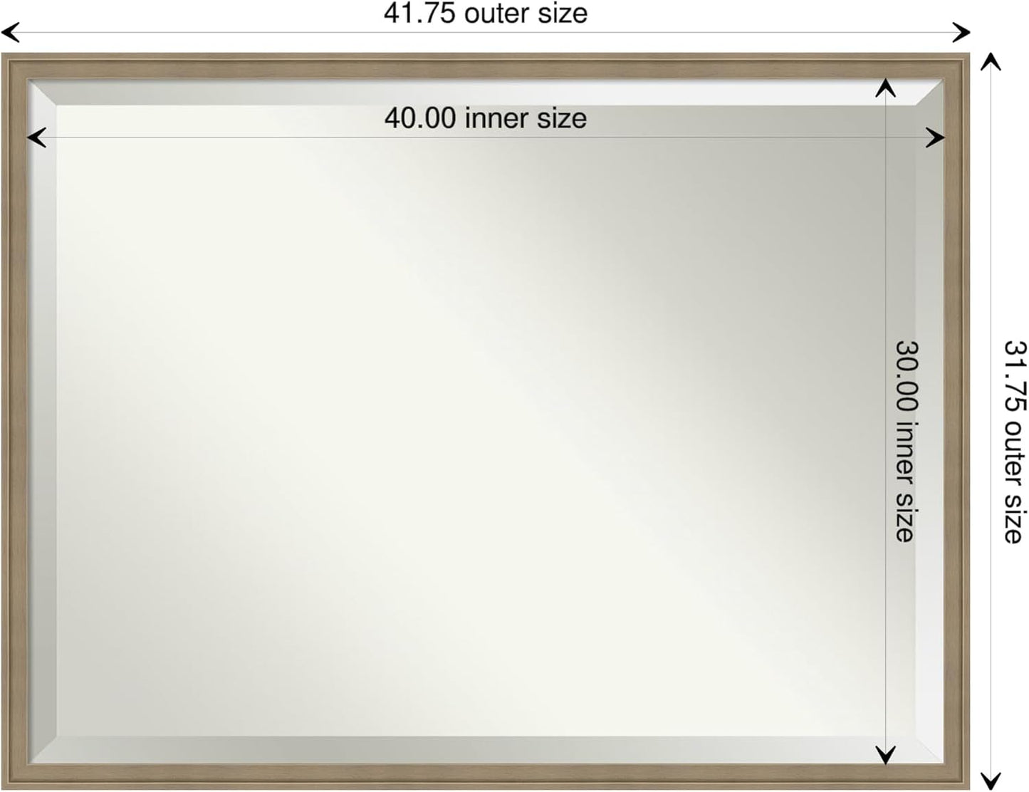 Amanti Art Brown Wall Mirror 32x42 Florence Light Brown Rectangle Bathroom Mirror for Wall Decor Living Room, X-Large Casual Frame, Hangs Horizonally and Vertically, Bathroom Decor, Beveled Edge