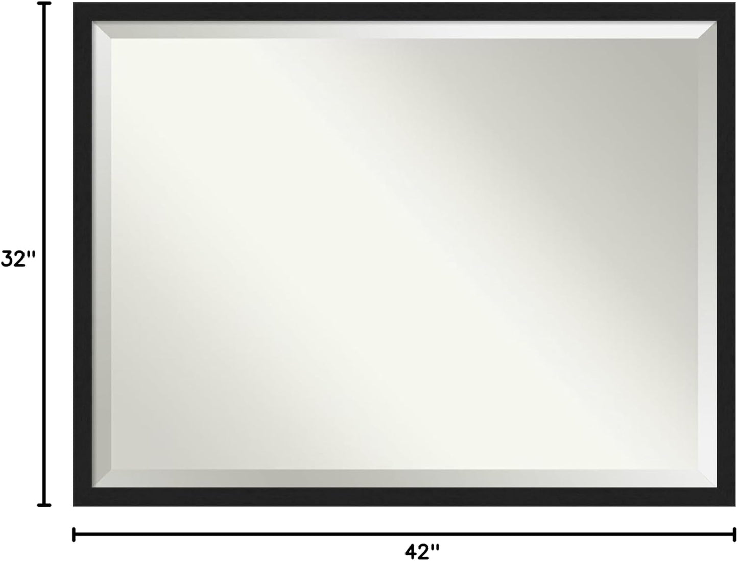 Amanti Art Black Bathroom Mirror for Over Sink, 32x42 Grace Brushed Metallic Black Narrow Rectangle Vanity Mirror, X-Large Modern Frame, Hangs Horizonally and Vertically, Bathroom Wall Decor, Beveled