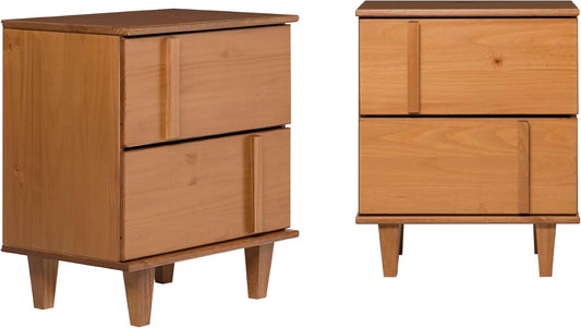Walker Edison Contemporary 2-Piece Detailed Drawer Solid Wood Nightstands