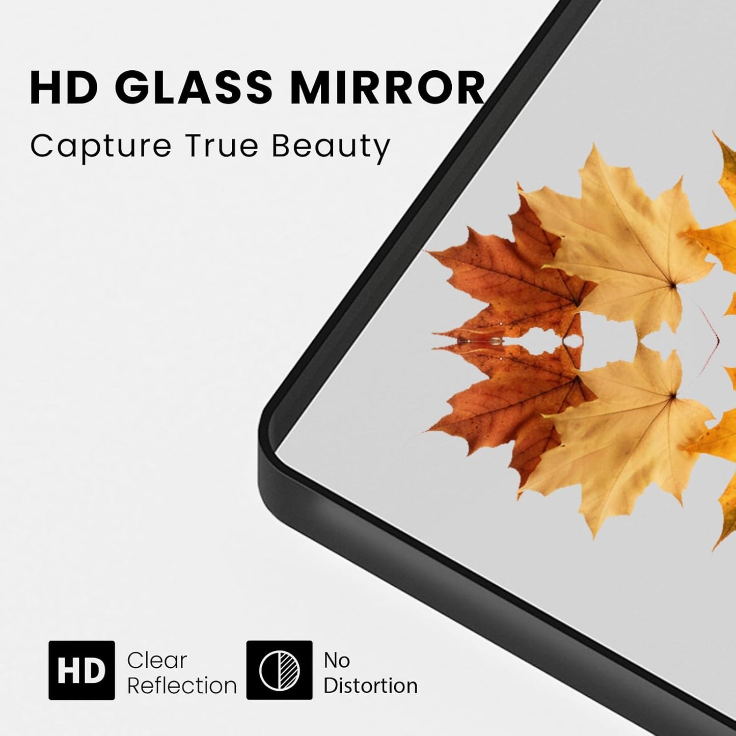 Black Bathroom Mirror 48X32 Inch, Black Metal Framed Mirror for Wall, Rounded Rectangle Matte Bathroom Vanity Mirror with Tempered Glass, Anti-Rust, Horizontal/Vertical