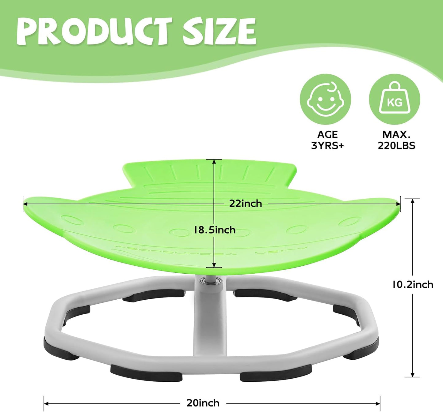 Spinning Chair for Autistic Kids, Non-Slip Sensory Spinning Chair, Sit and Spin Autism Toys Training Body Coordination (Green)