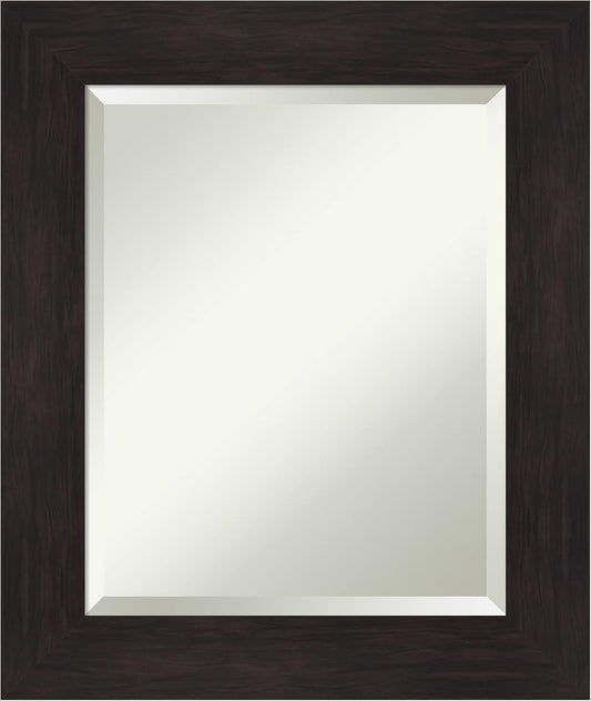 Amanti Art Brown Bathroom Mirror for Over Sink, 26x22 Furniture Espresso Rectangle Vanity Mirror, Small Casual Frame, Hangs Horizonally and Vertically, Bathroom Wall Decor, Beveled Edge from WI, USA