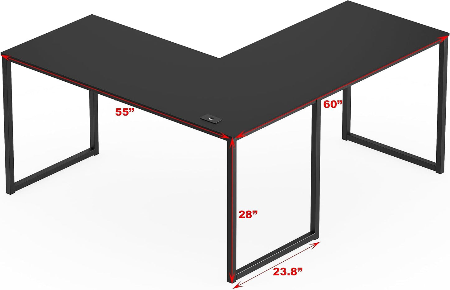 SHW Mission 55 x 60 Inches L-Shape Home Office Computer Desk, Black