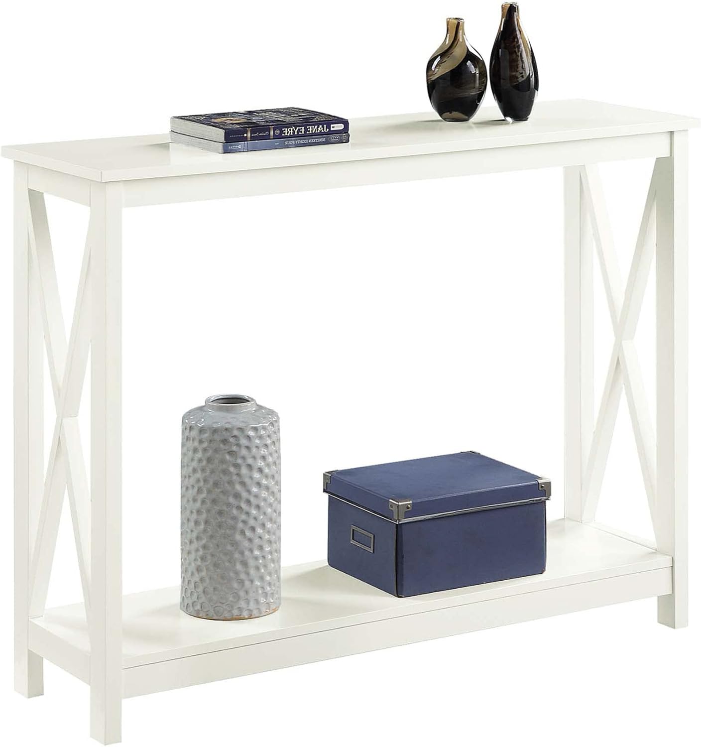 Convenience Concepts Oxford Console Table 39.5" - Sofa Table with Storage Shelf, Transitional Entryway Hall Table for Living Room and Bedroom, Display Foyer Table, Ivory