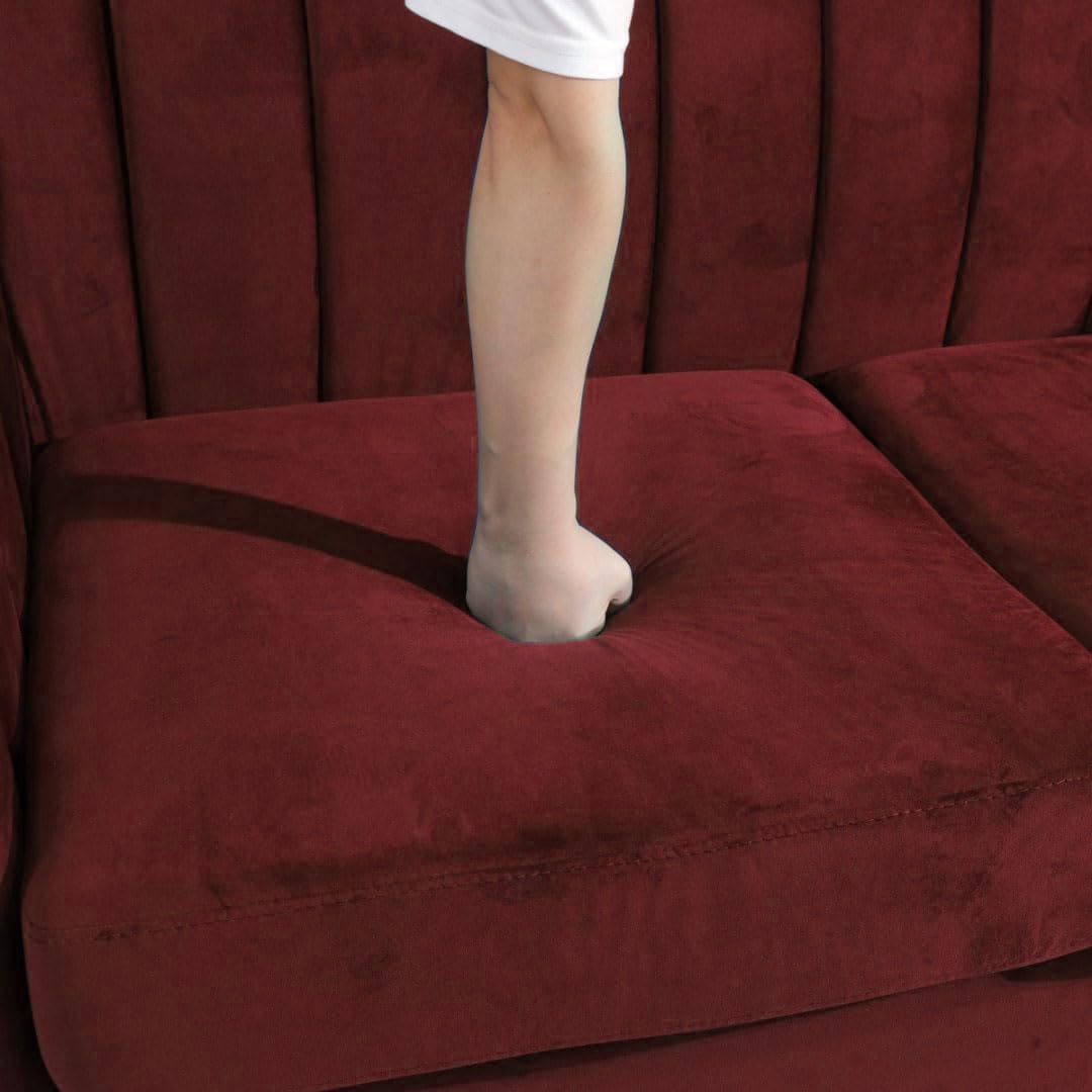 Accent Chair, Single Couch Chair with Style Button Tufted, Scroll Arms and Nailhead for Living Room, Office, Apartment-Red