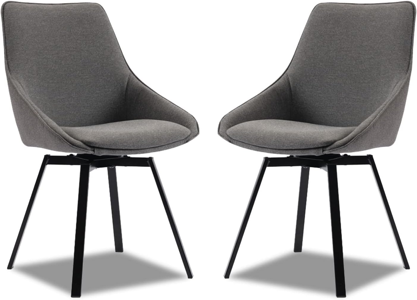 Dining Chairs Set of 2 Dark Grey Living Room Chairs Fabric Upholstered Kitchen Chairs,Loads Up to 270lbs,Quick Assembly,Swivel Dining Chair