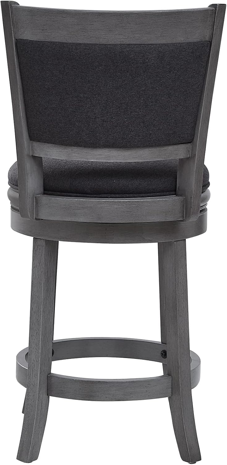 Ball & Cast Upholstered Swivel Counter Stools Kitchen Bar Stools 24" Seat Height Wooden Frame Stool Chair,Dark Grey (HSA-1102D-1)
