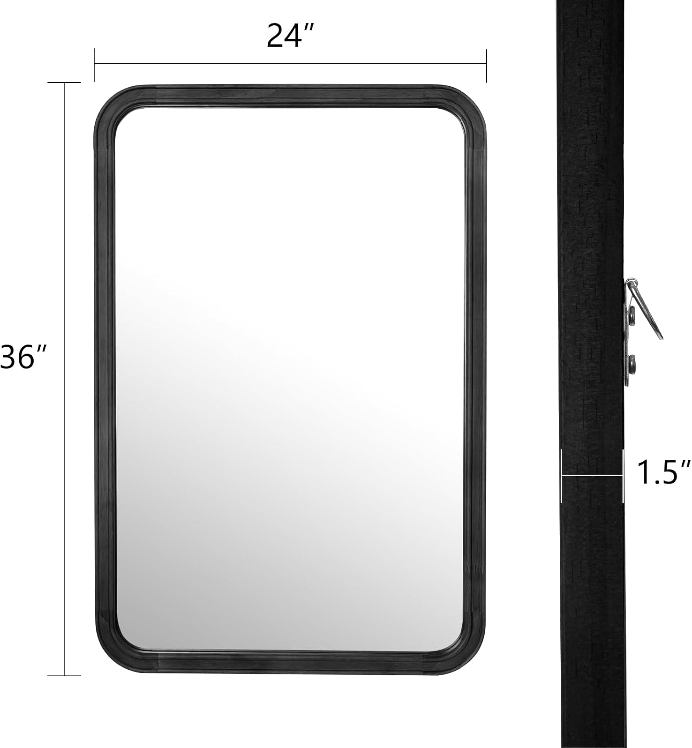 WallBeyond Wood Bathroom Mirror for Wall 24x36 Inch Wooden Frame Rectangle Mirror for Farmhouse Bathroom Vanity Wall Mounted Decorative Mirror (Horizontal/Vertical Black)