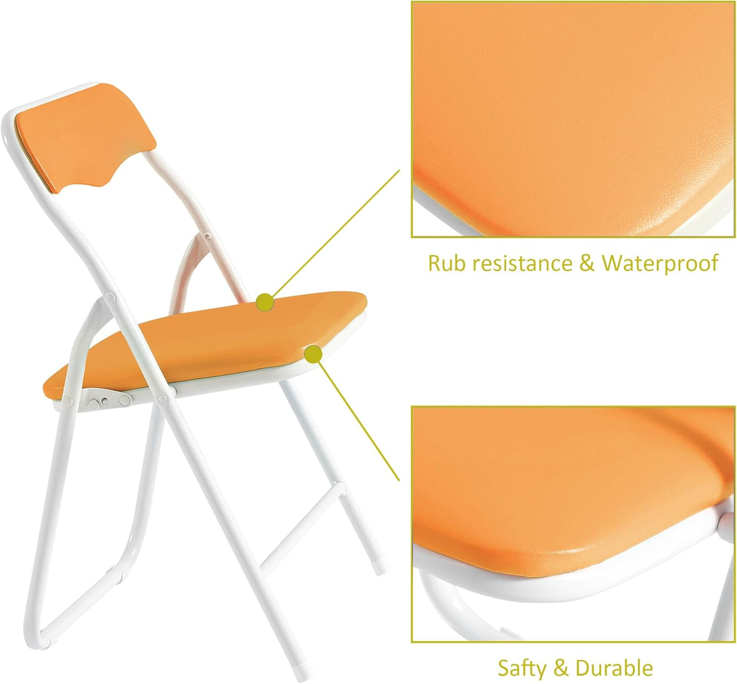 VECELO Kids Folding Activity Table and Chair Set, with Ultra Soft Padded Cushion, 5 Piece, Pale Orange