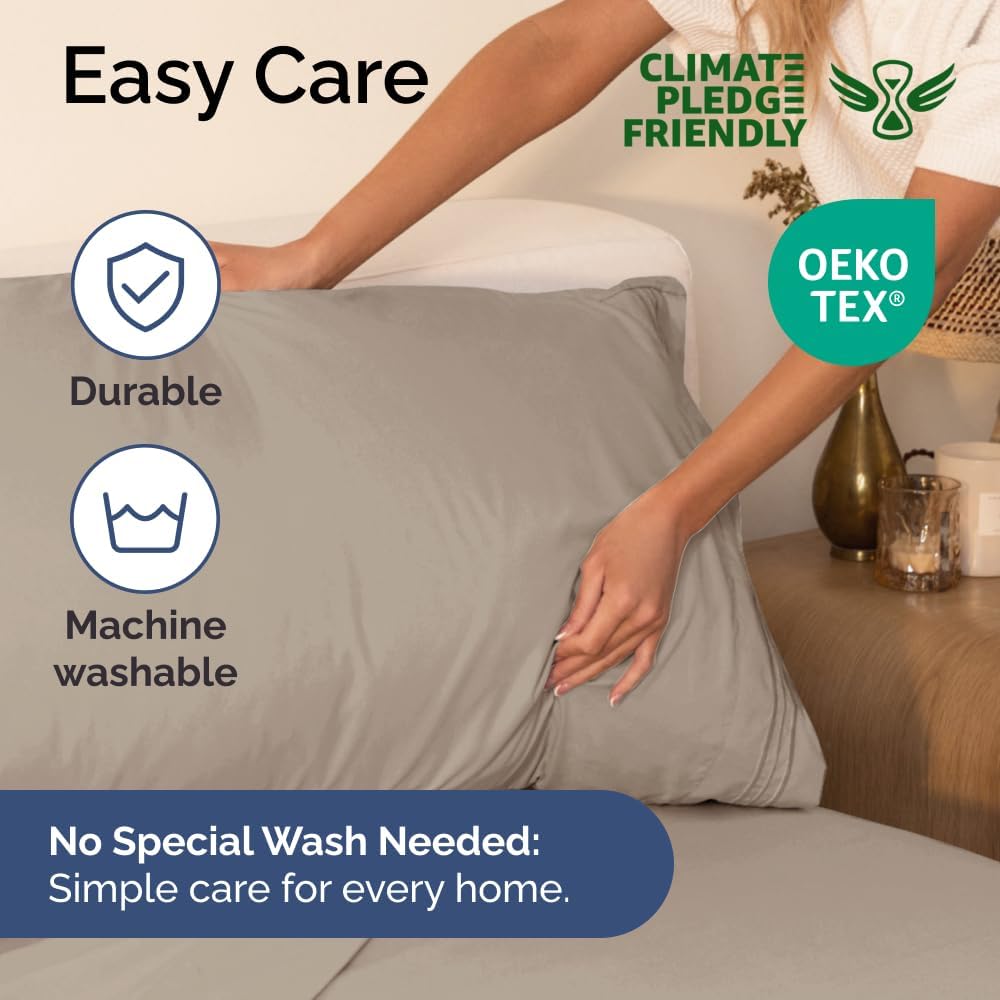 King Size 4 Piece Sheet Set - Comfy Breathable & Cooling Bed Sheets Set - Hotel Luxury Bedding for Women, Men, Kids, Teens, Boys & Girls - Deep Pockets, Ultra-Soft and Wrinkle Free - Oeko-Tex - Wheat