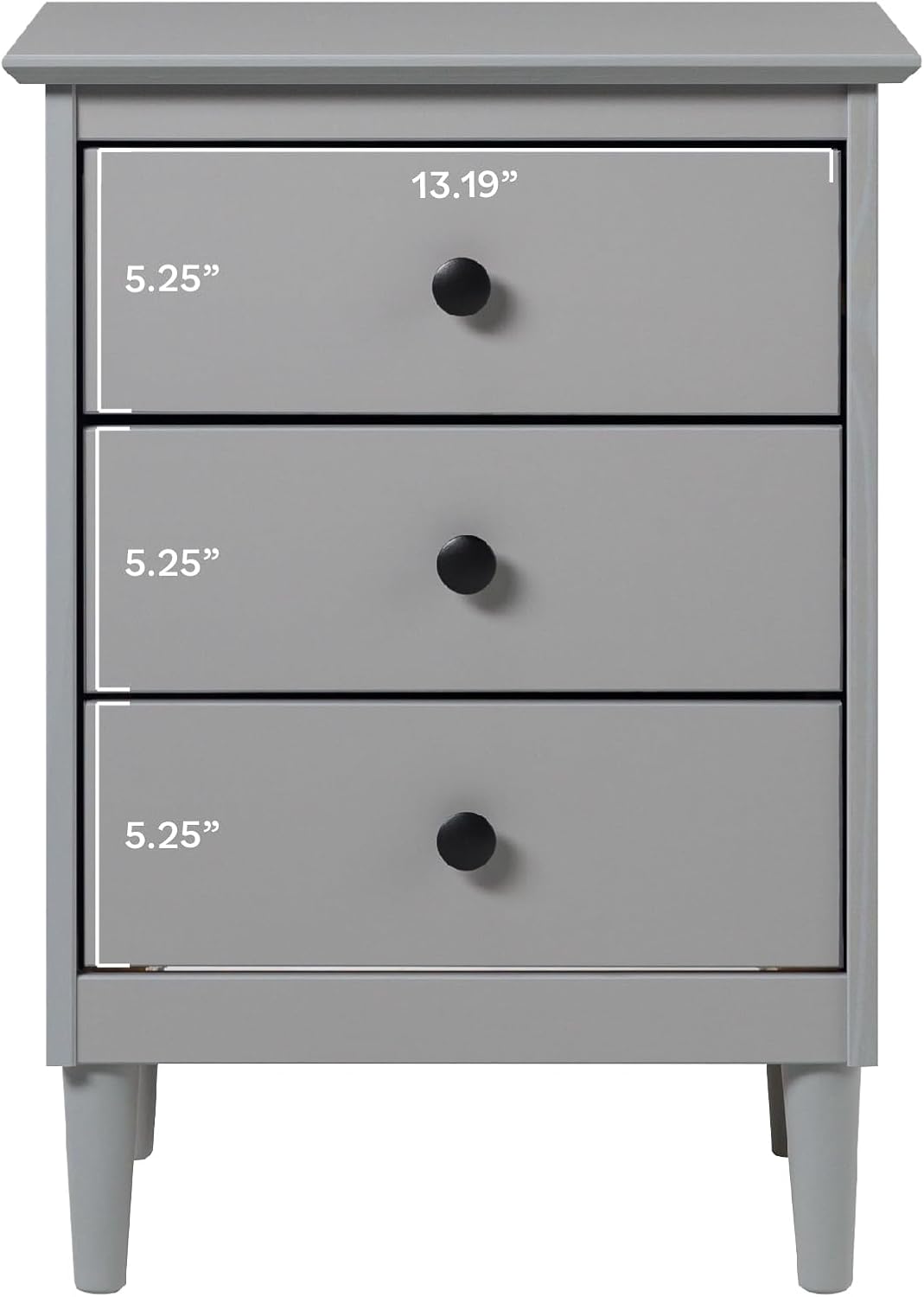 Walker Edison Myron Modern 3-Drawer Nightstand 25 Inch Grey