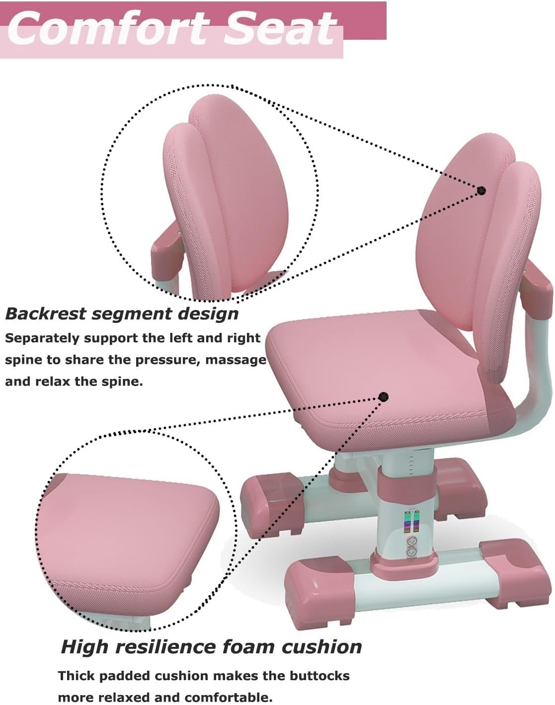 Kids' Table Chair Sets, Kids' Desks Chair, Children Study Desk Writing Table Computer Workstation With Large Storage Drawer And Bookshelf, Height Adjustable Kids Bedroom Furniture ( Color : Pink )