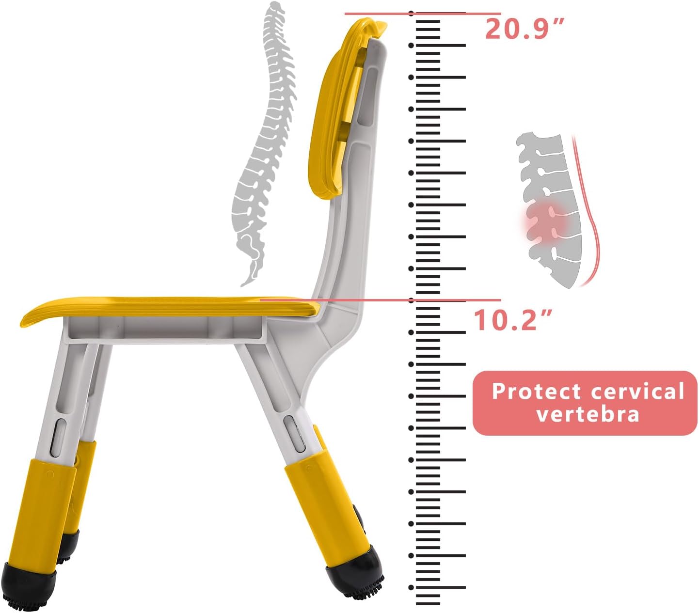 Adjustable Kid Chairs Indoor 3 Level Adjustable Suitable for Children Age 2-6. Maximum load-bearing 220LBS Suitable for Family Classroom and Nursery Child Seat Set (2-Pack) (Yellow(2 Chair))