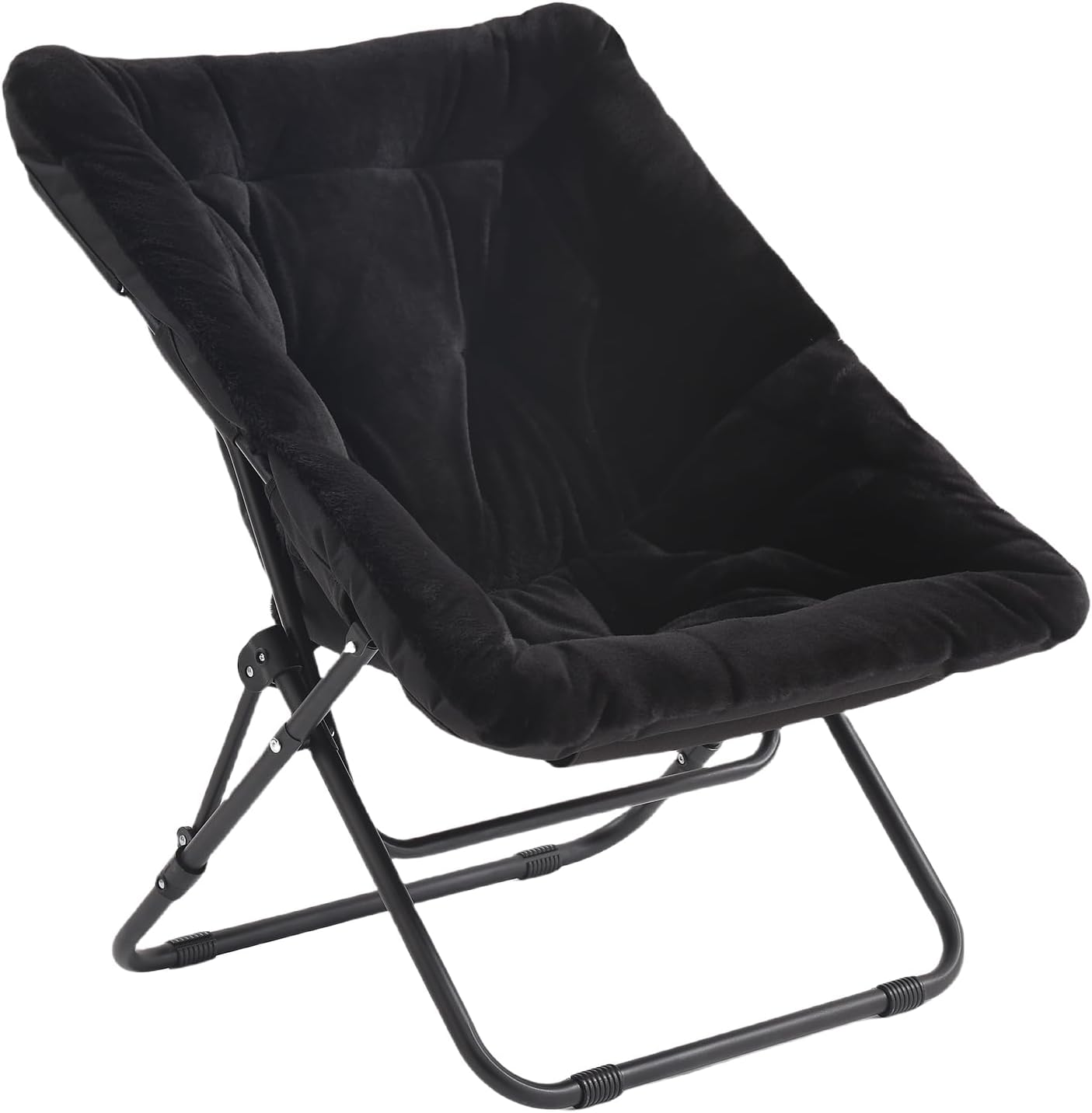 Tiita Comfy Folded Chair, Soft Faux Fur Oversized Folding Accent Chair, Lounge Lazy Chair for Kids Teens Adults, Metal Frame Moon Chair for Bedroom, Living Room, Dorm Rooms