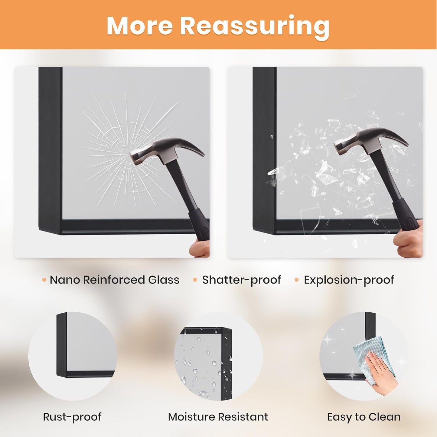 Melodieux Wall Vanity Bathroom Mirror for Over Sink, 24"x36" Rounded Rectangle Metal Deep Frame Wall Mounted Mirror Wall Decor for Living Room Hallway, Black