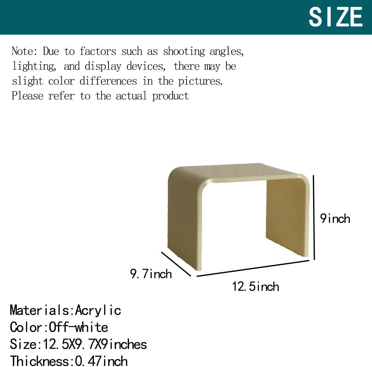 Acrylic Kids' Step Stool – Small Footstool for Bathroom, Kitchen & Bedroom, 12.5”x9.7”x9”, Holds 200lbs, Multi-Use as Toilet Stool, Shower/Water-Resistant Stool, Seating and Placing Items (Off-White)