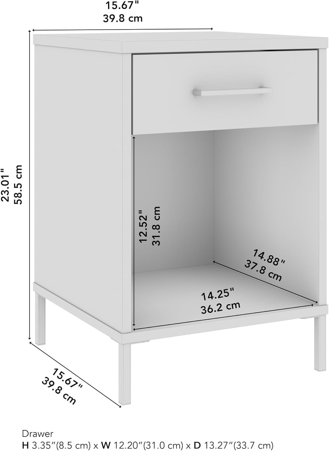 Bush Furniture Essence Small End Table with Drawer | Shelves, Home Organization, and Storage for Living Room, Bedroom, or Entryway