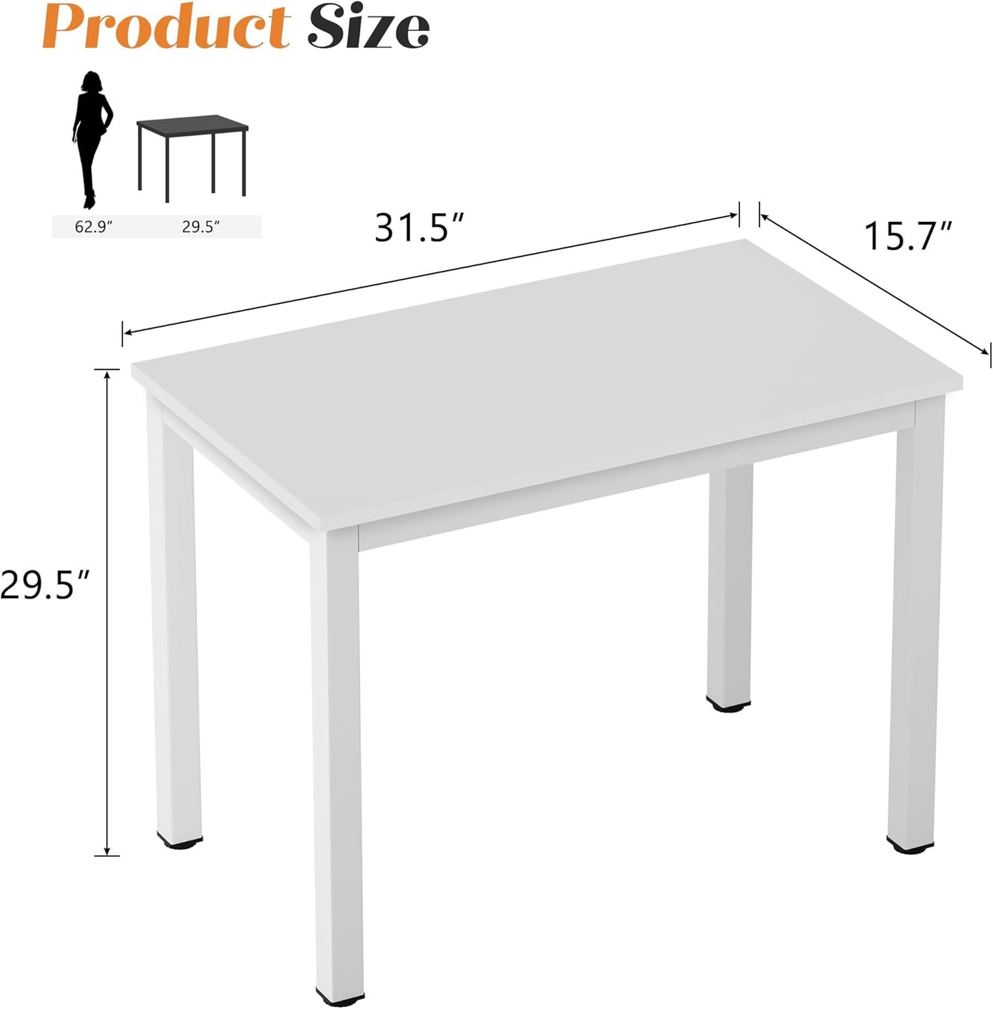 Need Small Table - 31.5 Inch Study Desk for Narrow Spaces,Sturdy and Heavy Duty Study Workstation for Laptop-Easy Assembly Homework Desks AC3DW8040